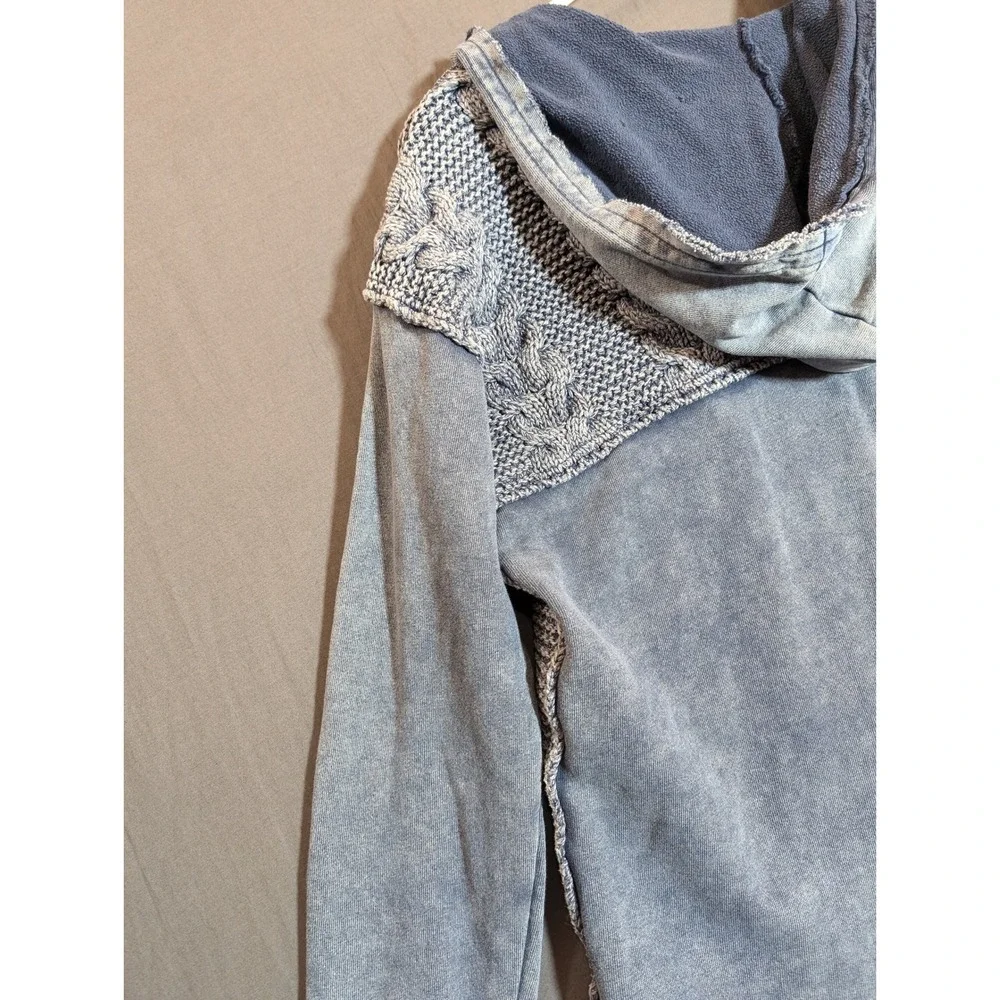 INC International Concepts Mens Blue Cable‎ Knit Hoodie Sweater Size L